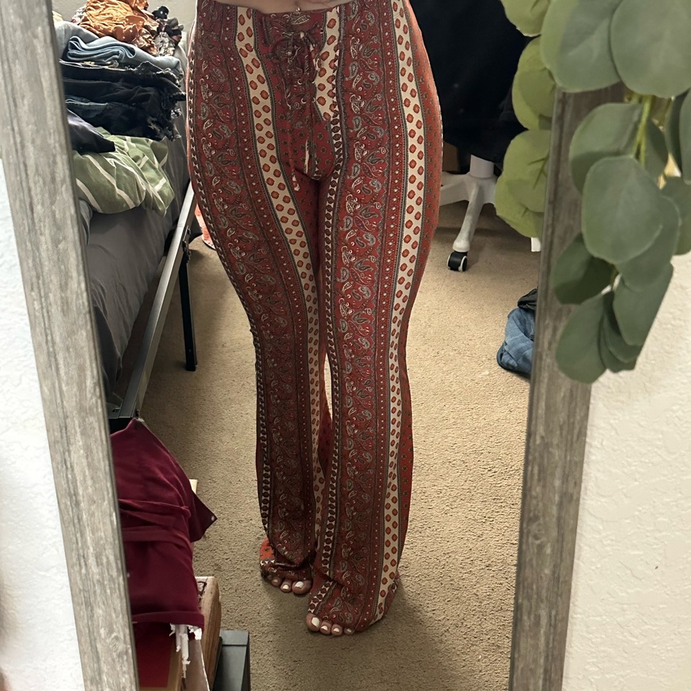 Bohemian Red and Cream Patterned Pants